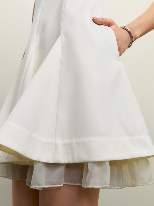 Pomelo Pomelo Flared Layer Dress - Cream