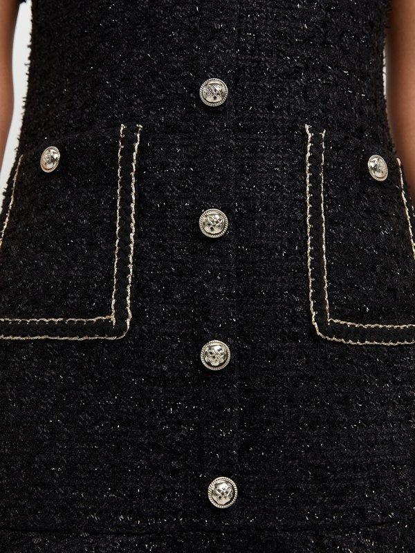 Pomelo Pomelo Flared Tweed Dress - Black