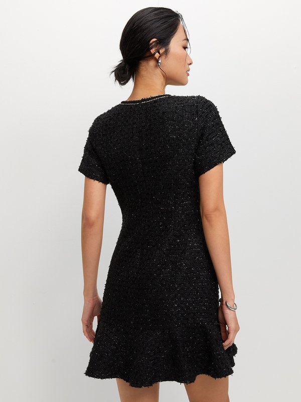 Pomelo Pomelo Flared Tweed Dress - Black