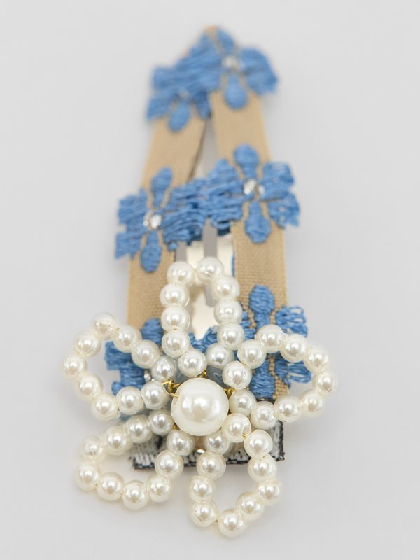 Pomelo Pomelo Floral Beads Hair Clips - Blue/White