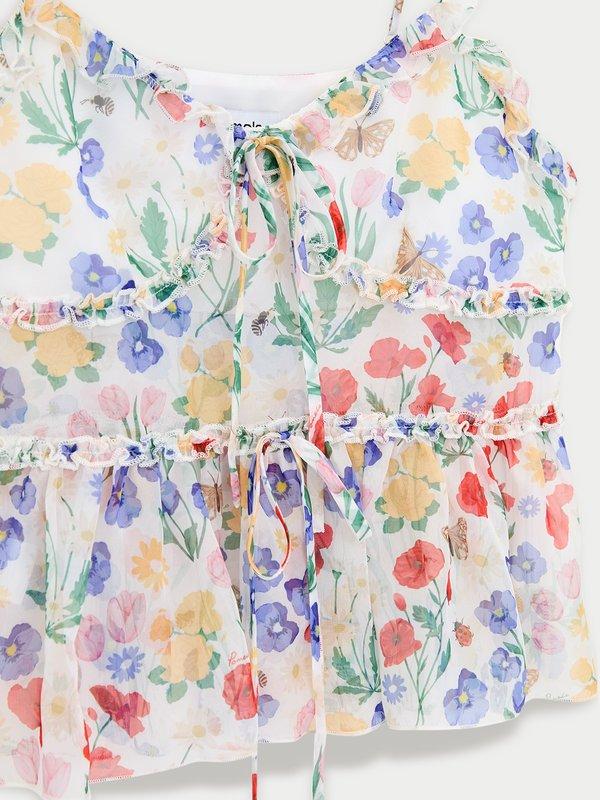 Pomelo Pomelo Floral Bow Tie Top - Multi Color
