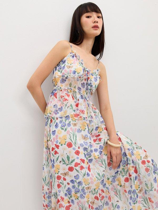 pomelo Pomelo Floral Bow Tie Top - Multi Color