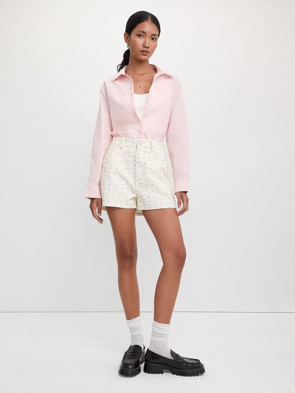 Pomelo Pomelo Floral Embroidered Shorts - Ivory