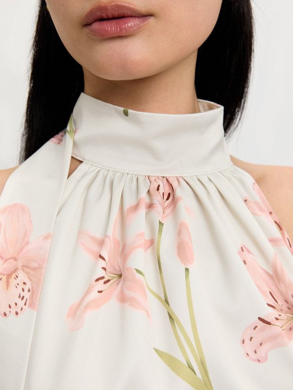 Pomelo Pomelo Floral Halter Tie Dress - Print