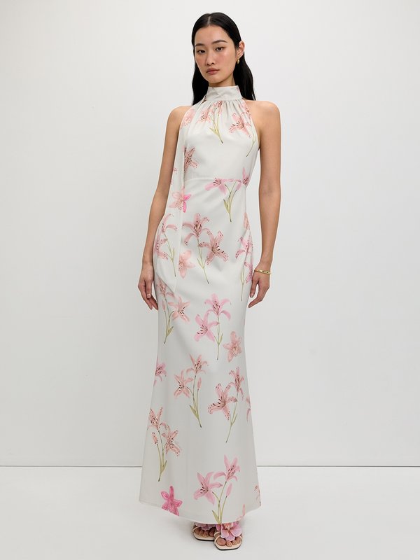 Pomelo Pomelo Floral Halter Tie Dress - Print