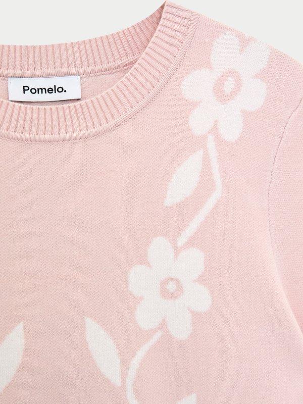 Pomelo Pomelo Floral Knit Top - Light Pink