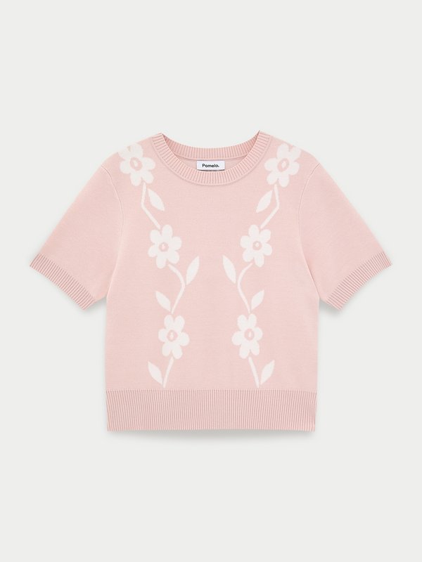 pomelo Pomelo Floral Knit Top - Light Pink