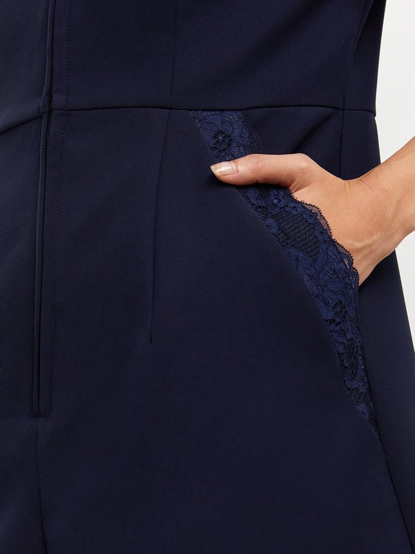 Pomelo Pomelo Floral Lace Trim Romper - Navy