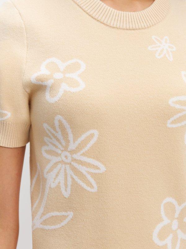 Pomelo Pomelo Floral Print Knit Top - Nude