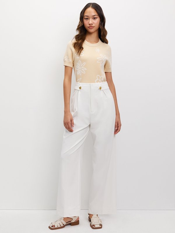 Pomelo Pomelo Floral Print Knit Top - Nude