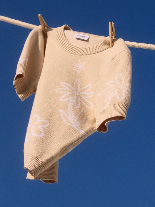 pomelo Pomelo Floral Print Knit Top - Nude