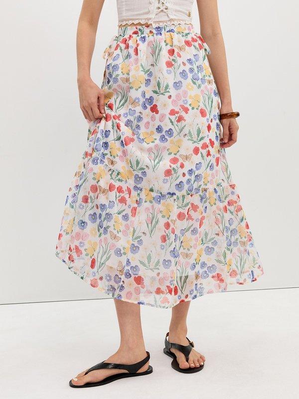 pomelo Pomelo Floral Print Skirt - Multi Color