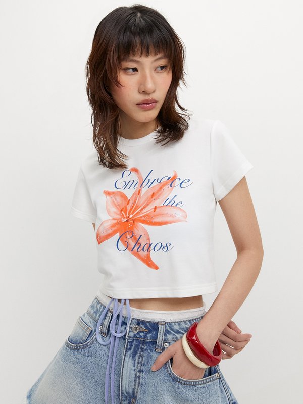 pomelo Pomelo Floral Print Tee - White