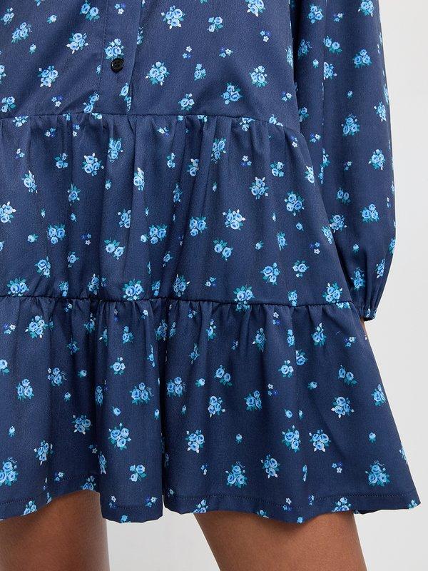 Pomelo Pomelo Floral Ruffle Dress - Navy
