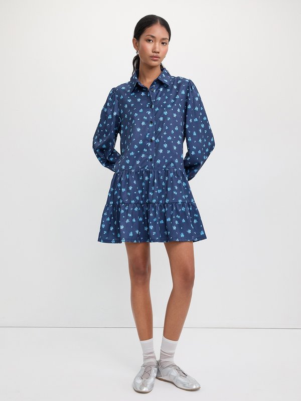 Pomelo Pomelo Floral Ruffle Dress - Navy