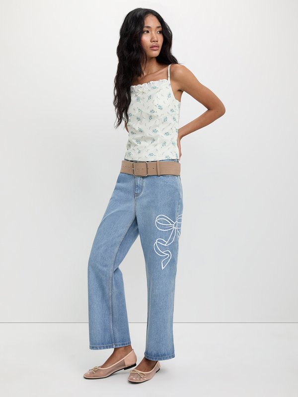 Pomelo Pomelo Floral Ruffle Trim Camisole - White