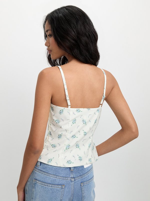 Pomelo Pomelo Floral Ruffle Trim Camisole - White