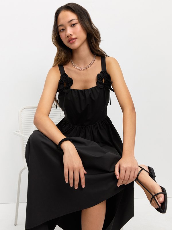 Pomelo Pomelo Floral Sleeveless Dress - Black