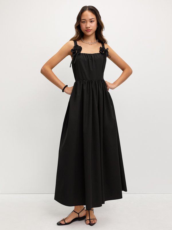 pomelo Pomelo Floral Sleeveless Dress - Black