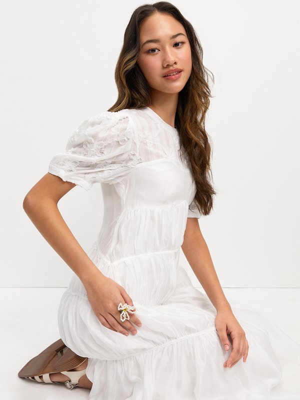 Pomelo Pomelo Floral Tiered Dress - White