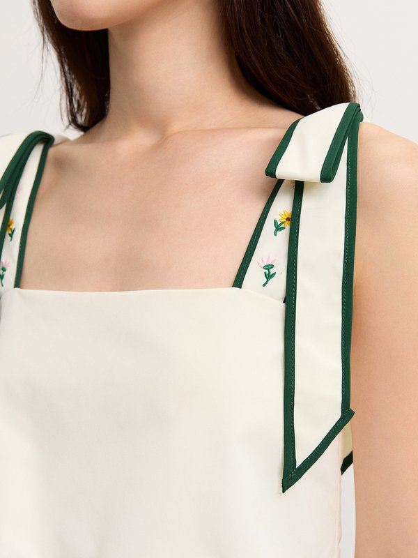 Pomelo Pomelo Flower Embroidery Dress - Ivory