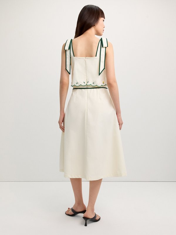 Pomelo Pomelo Flower Embroidery Dress - Ivory