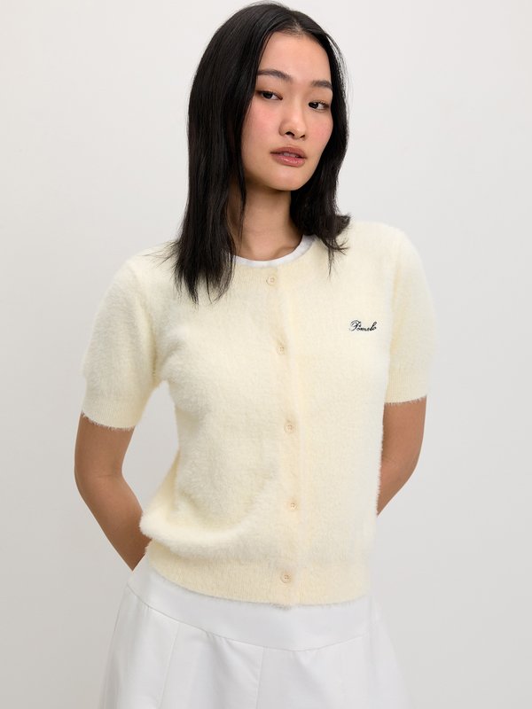 pomelo Pomelo Fluffy Button-Up Top - Ivory