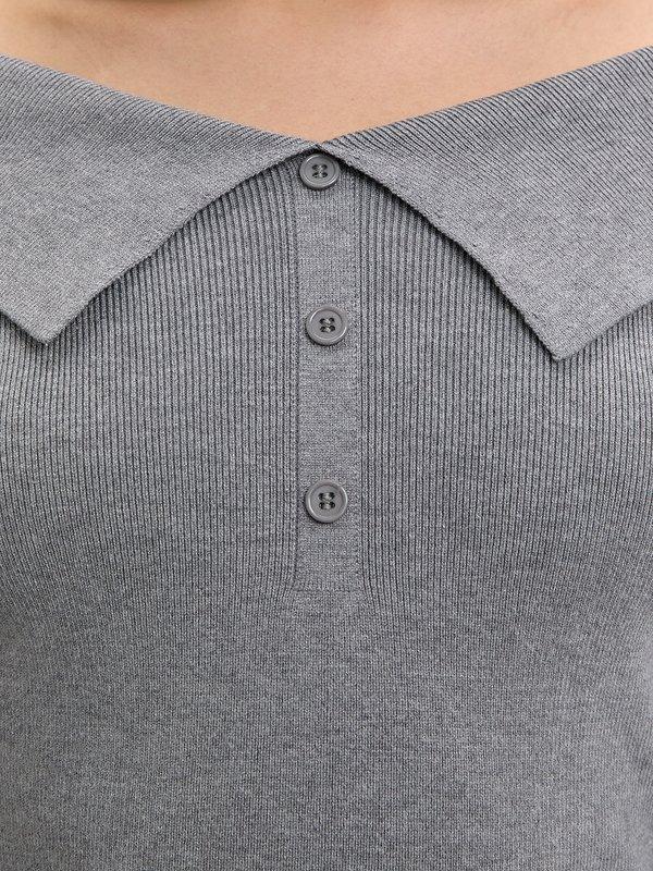 Pomelo Pomelo Folded Collar Button Top - Light Grey