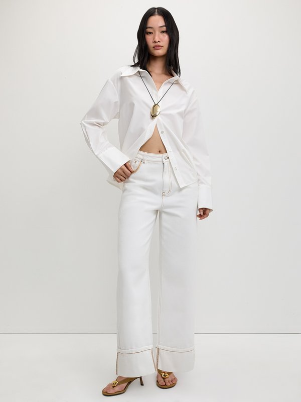 Pomelo Pomelo Folded Hem Jeans - White