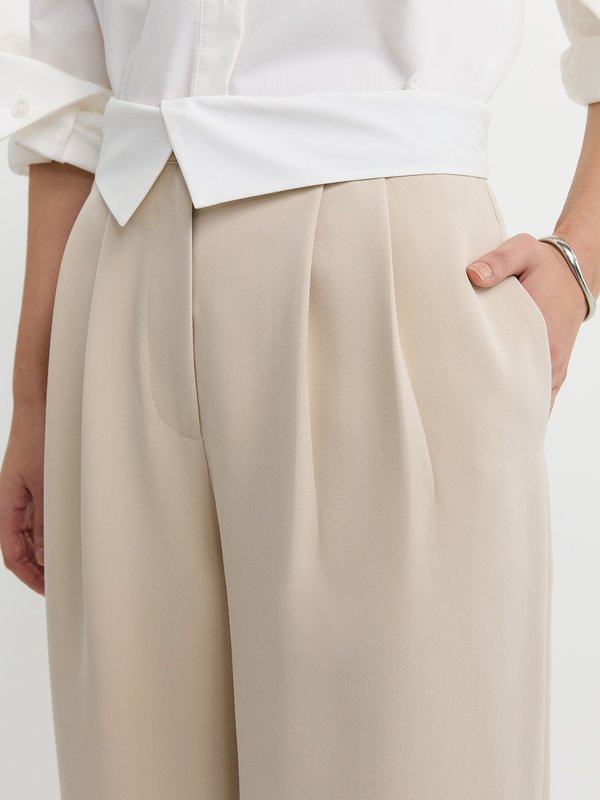 Pomelo Pomelo Folded Waistband Pants - Beige