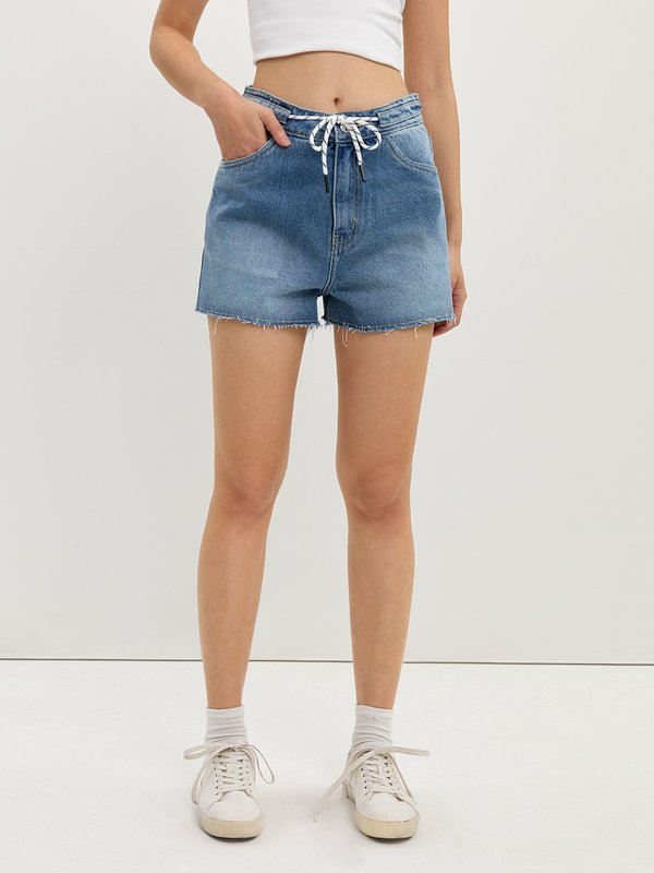 Pomelo Pomelo Frayed Denim Shorts - Blue