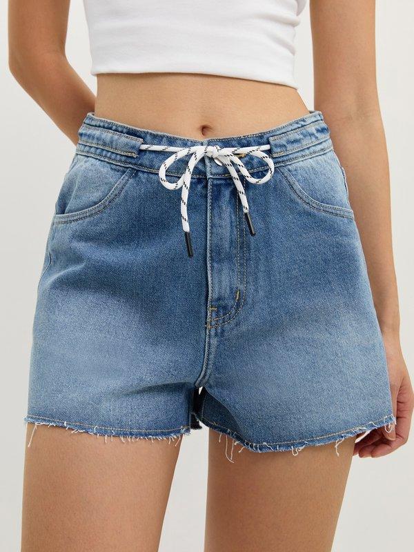 Pomelo Pomelo Frayed Denim Shorts - Blue