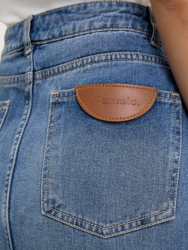 Pomelo Pomelo Frayed Side Slit Denim Skirt - Blue