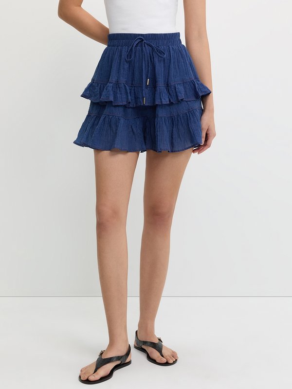 Pomelo Pomelo Frill Tiered Shorts - Navy