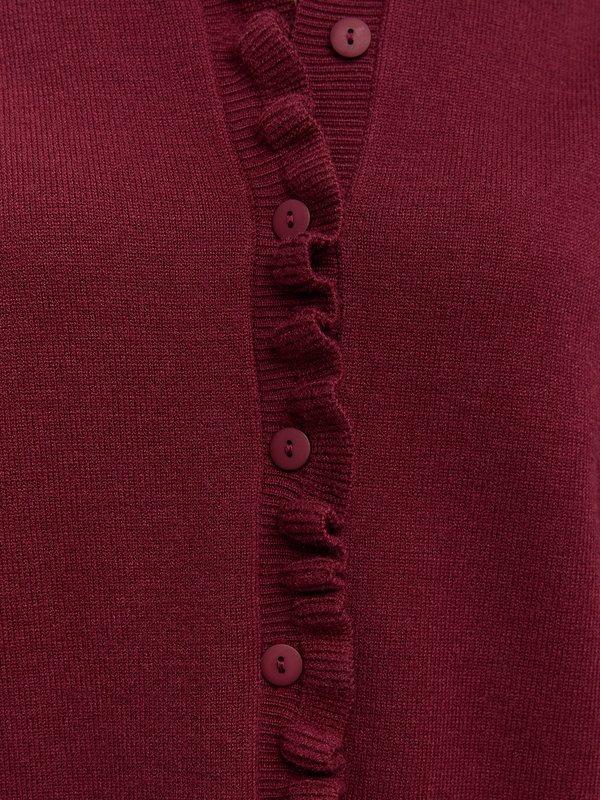 Pomelo Pomelo Frill Trim Cardigan - Burgundy