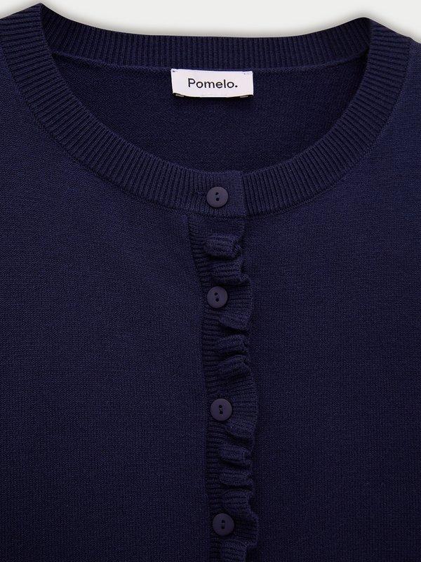 Pomelo Pomelo Frill Trim Cardigan - Navy