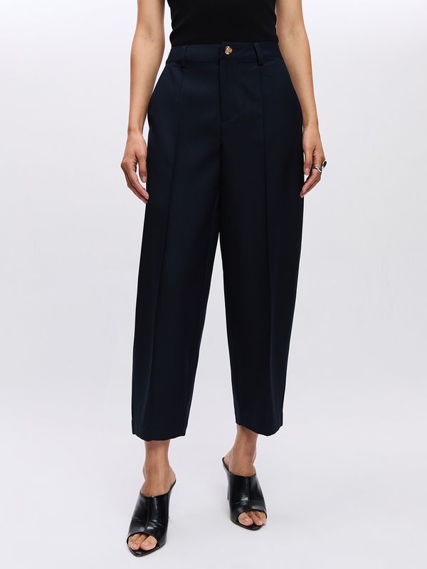 Pomelo Pomelo Front Pleated Pants - Navy