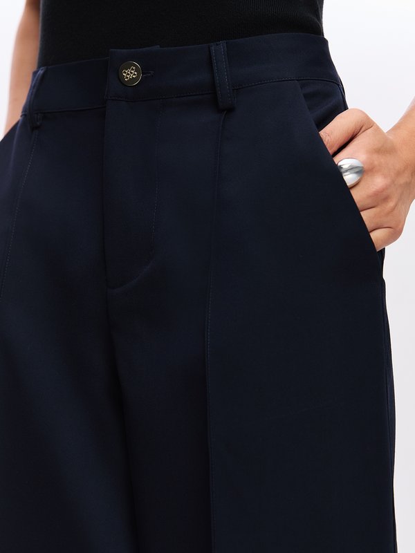 Pomelo Pomelo Front Pleated Pants - Navy