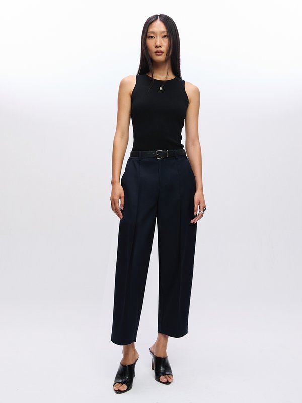 pomelo Pomelo Front Pleated Pants - Navy