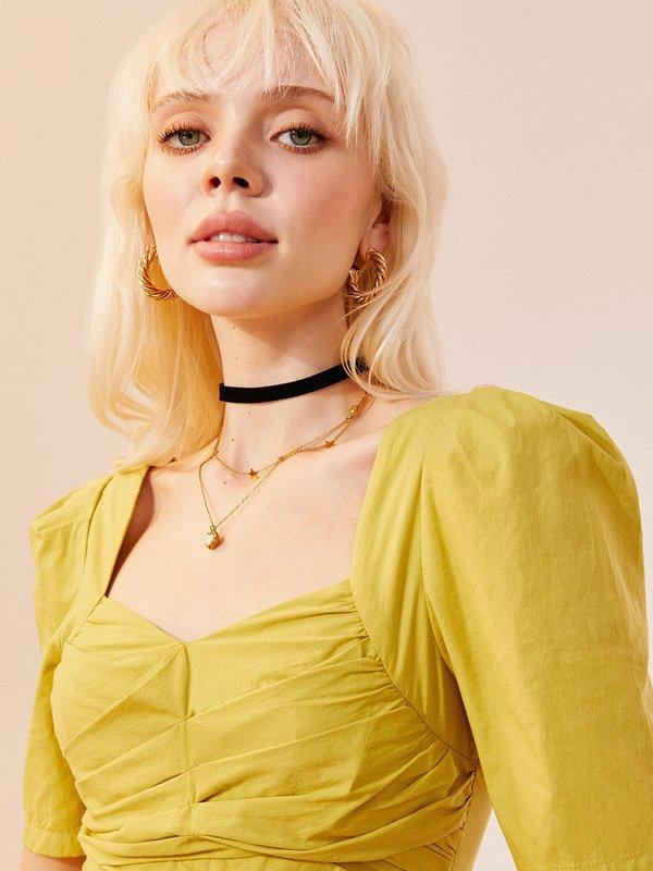 Pomelo Pomelo Front Slit Midi Dress - Sage