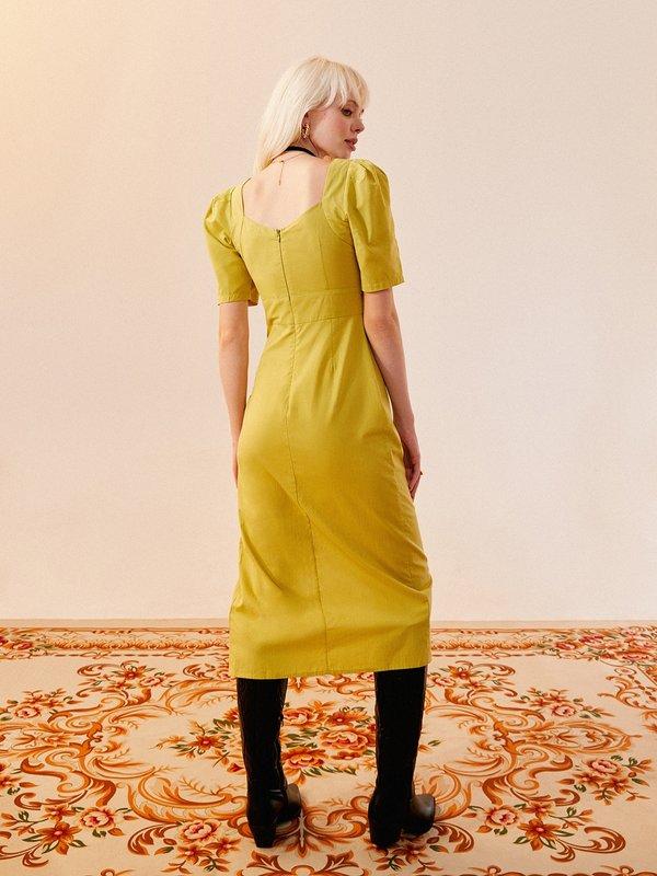 Pomelo Pomelo Front Slit Midi Dress - Sage