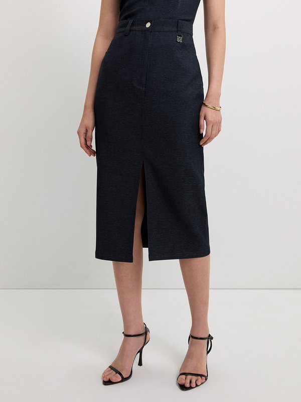 Pomelo Pomelo Front Slit Skirt - Indigo