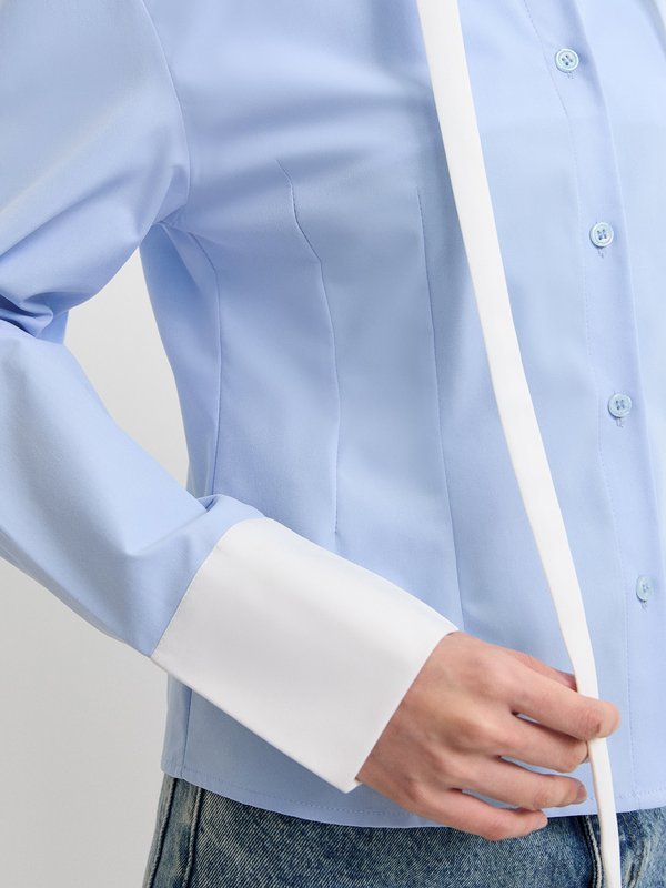 Pomelo Pomelo Front Tie Shirt - Baby Blue