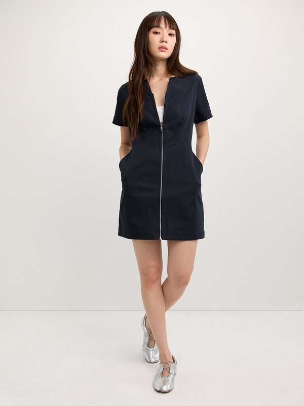 Pomelo Pomelo Front Zip Dress - Navy