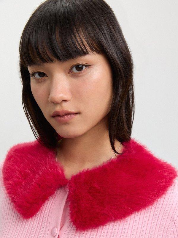 Pomelo Pomelo Fur Cuffs Cardigan - Light Pink