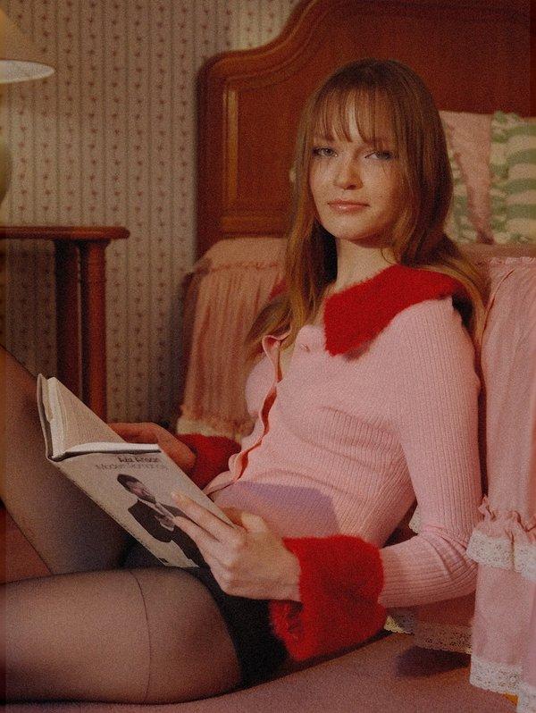 pomelo Pomelo Fur Cuffs Cardigan - Light Pink