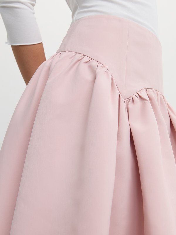 Pomelo Pomelo Gathered Flared Skirt - Light Pink
