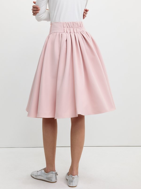 Pomelo Pomelo Gathered Flared Skirt - Light Pink