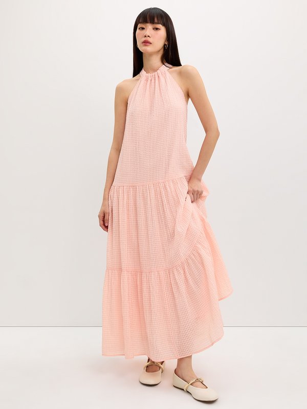Pomelo Pomelo Gingham Halter Dress - Light Pink
