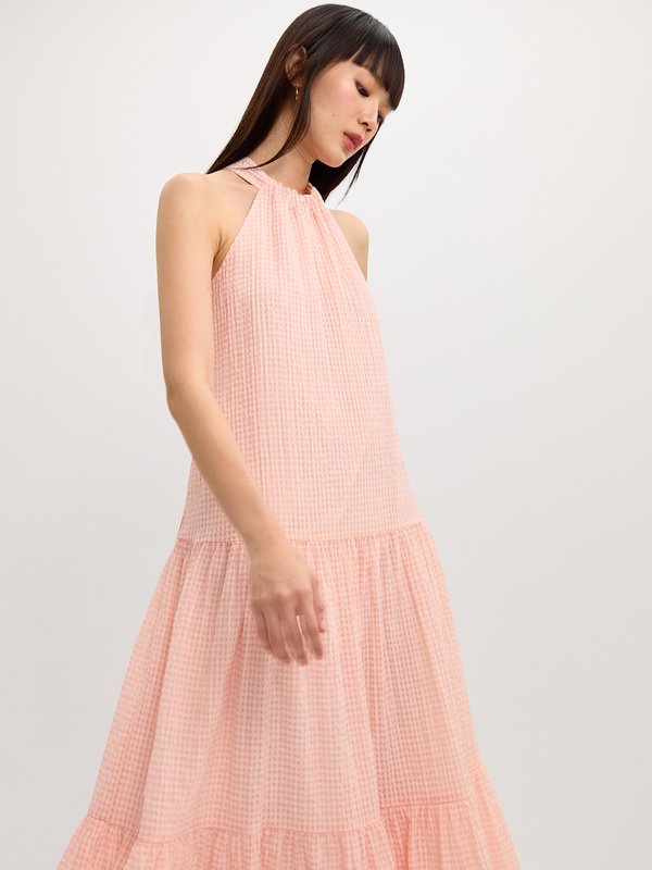 pomelo Pomelo Gingham Halter Dress - Light Pink